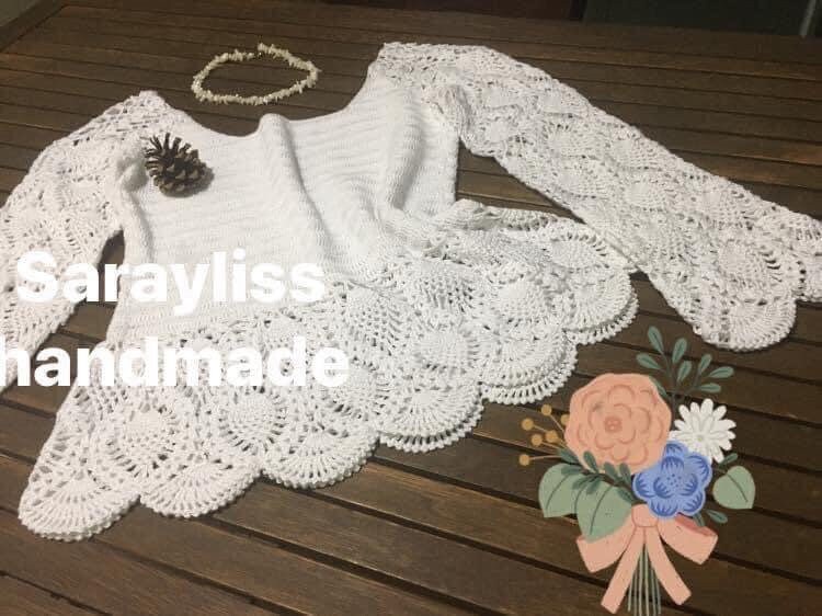 Long Sleeve Crochet Lace Top Chandaka Crochet Blouse Etsy