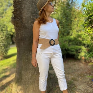 Gehaakte riem, raffia haakwerk, handgemaakte riem, damesriem, handgemaakte accessoires, gehaakte riem, handgemaakte riemen, boho-accessoires, handgemaakt cadeau