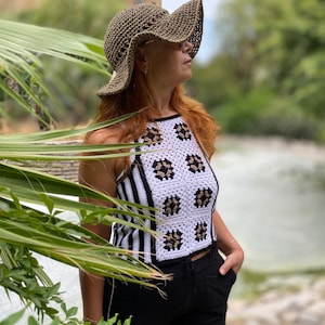 Crochet tank top ,crochet summer blouse, Lace blouse,sweater, handmade crochet victorian, Crochet lace top,down shirt,crochet striped blouse