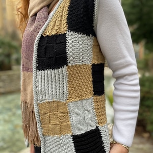 Hand Knit Patchwork Vest: Bohemian Granny Square Style