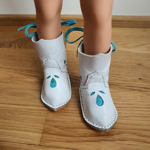 Boots for Paola, for textile doll white, 5.5 cm