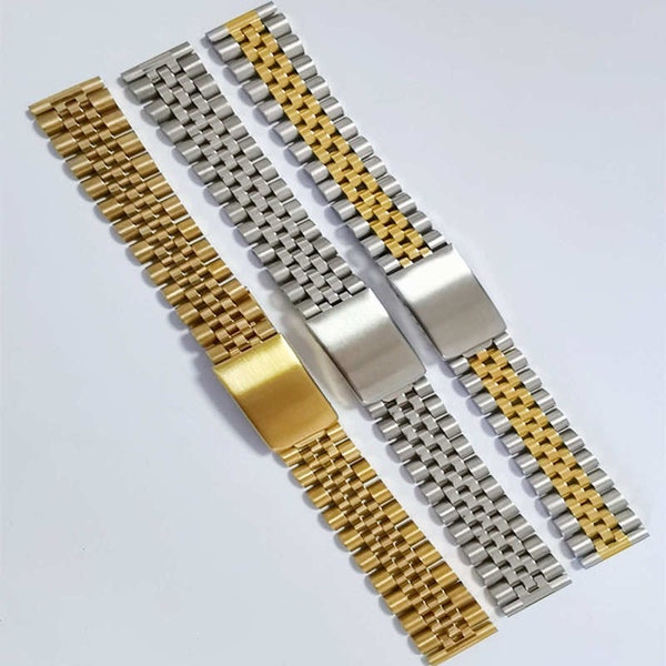 18 mm 19 mm 20 mm Argent 2 tons or plat Jubilee or bracelet de montre Bracelet pour montre SKX RLX