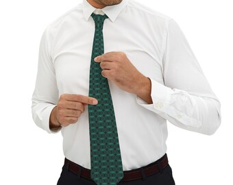 Necktie - Green and Black with circular design