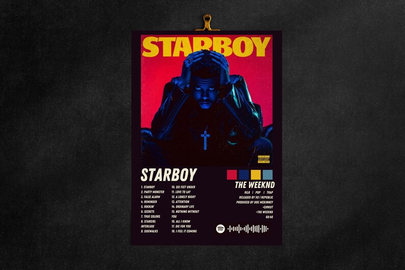 The Weeknd Starboy Album Cover Poster Print High Quality Etsy