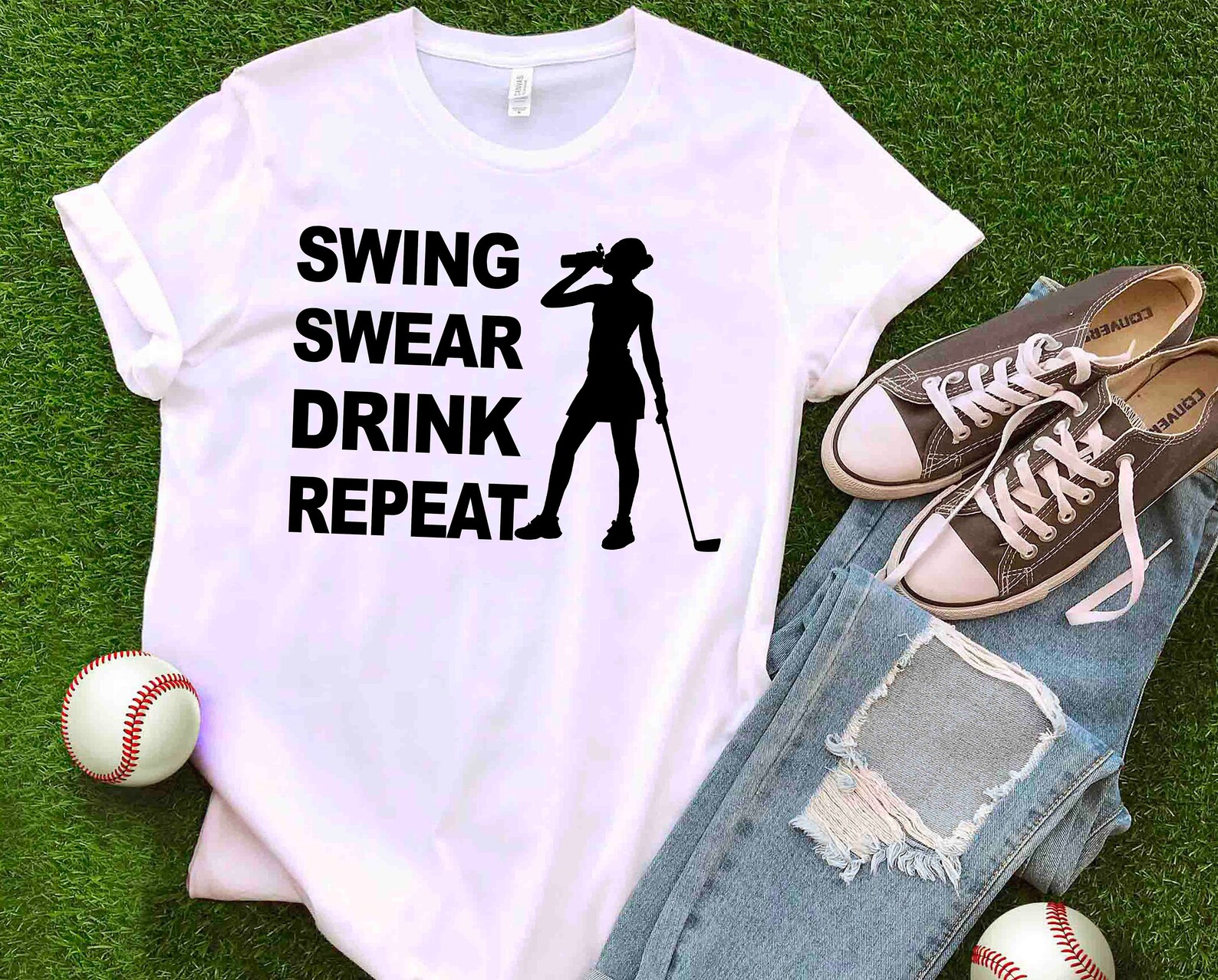 Swing Swear Drink Repeat SVG PNG Golf Svg Funny Golf Svg Png Etsy