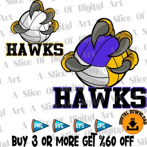Hawks Claw Volleyball Athletic Teams SVG PNG EPS Go Hawks Volleyball Svg Strong Hawks Svg Hawks School Team Sublimation Design Cricut Vinyl