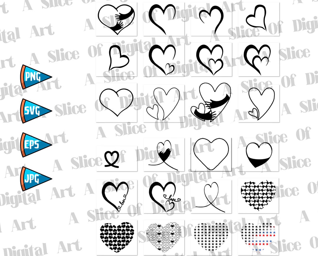 Heart Bundle Cut File SVG PNG EPS Heart Digital Download - Etsy
