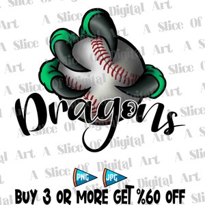 Dragons Claw Baseball Athletic Teams PNG JPEG, Go Dragons Baseball Png, Dragons Baseball School Team, Strong Dragons Sublimation Printable