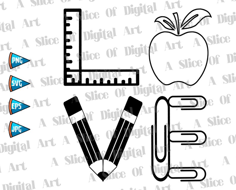 Love School Teacher SVG PNG EPS Love School Teachers Love - Etsy
