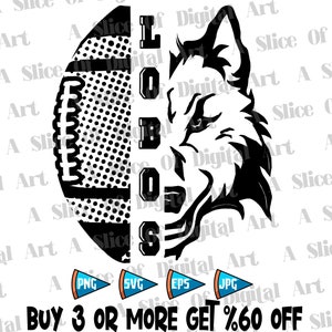 Lobos Football Athletic Teams SVG PNG EPS Jpg Go Lobos Football Basketball Baseball Sublimation Print Dtg Dtf Vinyl Cricut Heatpress Wolves