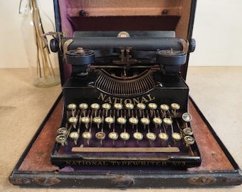 Máquina de escribir National 3 (1918) rara máquina de escribir portátil antigua máquina de escribir original máquina vintage una ecrire schreibmaschine vintage