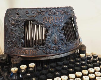 Typewriter Bar Lock 6 (1885) very rare antique typewriter beautiful decals original writing machine schreibmaschine upstroke