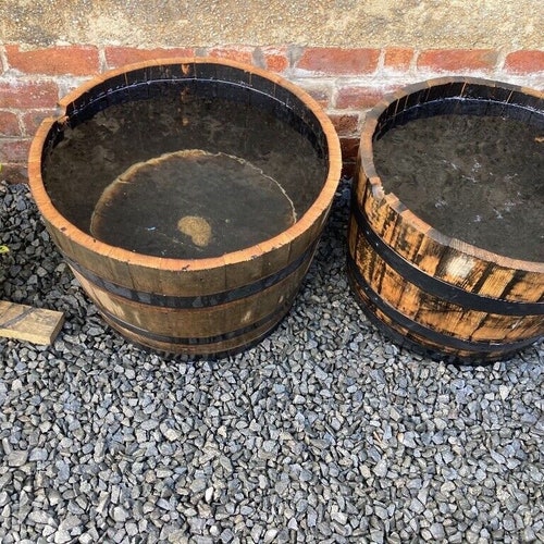 Watertight Oak Half Barrel GENUINE whiskey barrel NO Drainage Hole