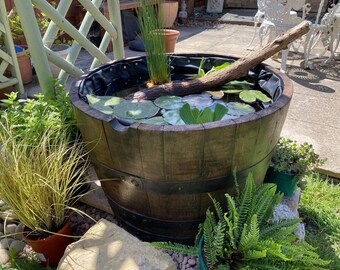 Half wooden barrel mini-pond-rustic flower tray flower pot 