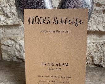 Autoschleifenkarte / Glücksschleifenkarte - Gastgeschenk - Hochzeit - NUR Karte