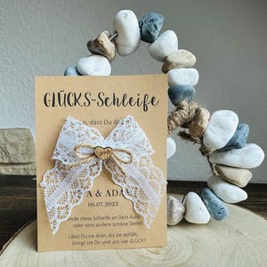 Autoschleifen / Glücksschleifen inkl. Karte / Autoschleifen - Gastgeschenk - Hochzeit - Vintage, weiß und viele weitere Farben