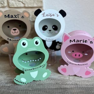 Spardose mit Namen und eigenem Text - personalisiert - Sparschwein, Money Box, Tiere