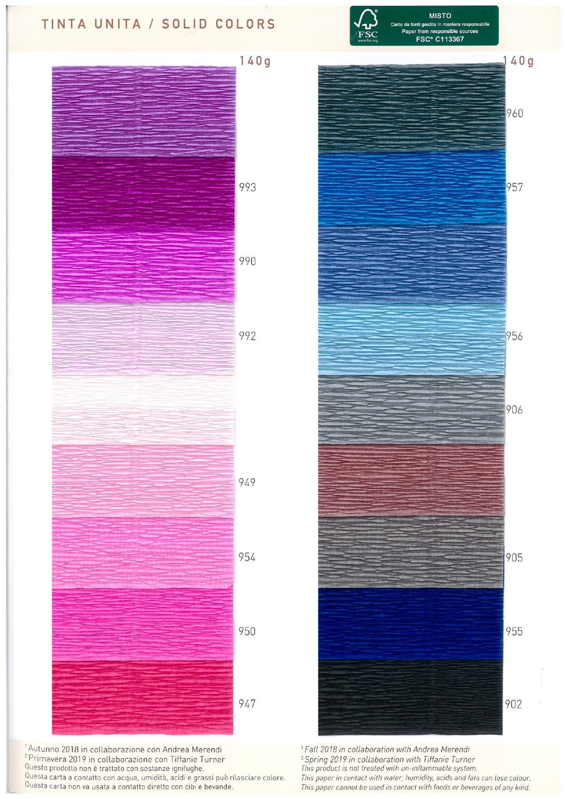 40 Colors Crepe Paper Italian Premium Crepe Paper Rolls Etsy