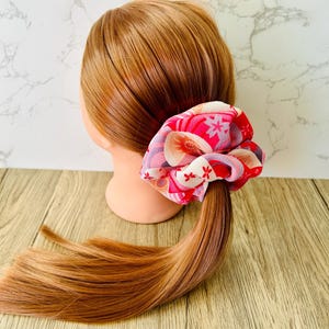 Large Kimono scrunchie/Japanese hair accessory/Washable chirimen fabric