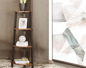 Corner Shelf, 4 Tier Bookshelf, Small Ladder Bookcase, Small Shelf Stand Furniture, Rustic Bathroom Shelf Rack, Corner Ladder