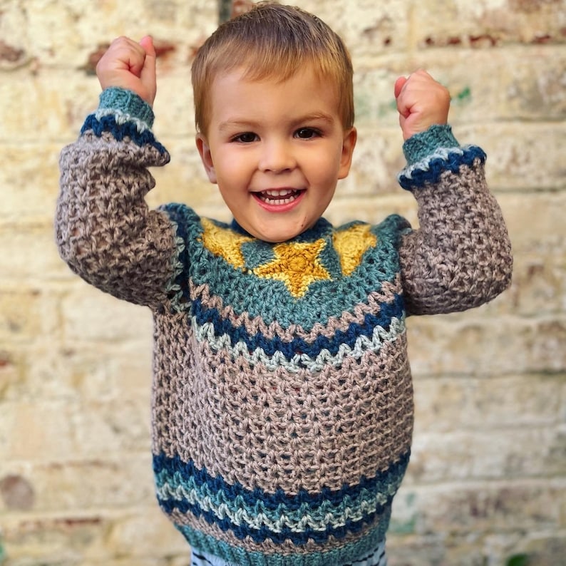 Super Star Child Jumper Crochet Pattern Etsy