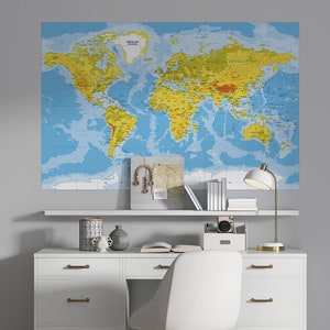 Adesivo da parete con mappa del mondo educativo reale, adesivo da parete con mappa del mondo stacca e incolla, adesivo da parete con mappa del mondo moderno per la scuola