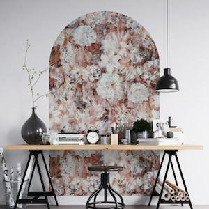 Rustikales Blumenmuster Bogen Wandtattoo, Retro Blumen Schälen und Stick Bogen Tapetenaufkleber, DIY abnehmbares und neu positionierbares Wandtattoo