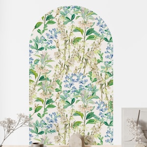 Retro Frühlingsblumen Schälen und Stick Bogen Tapetenaufkleber, DIY abnehmbarer und neu positionierbarer Wandaufkleber, frische Blumenbogenabziehbild Wandkunst