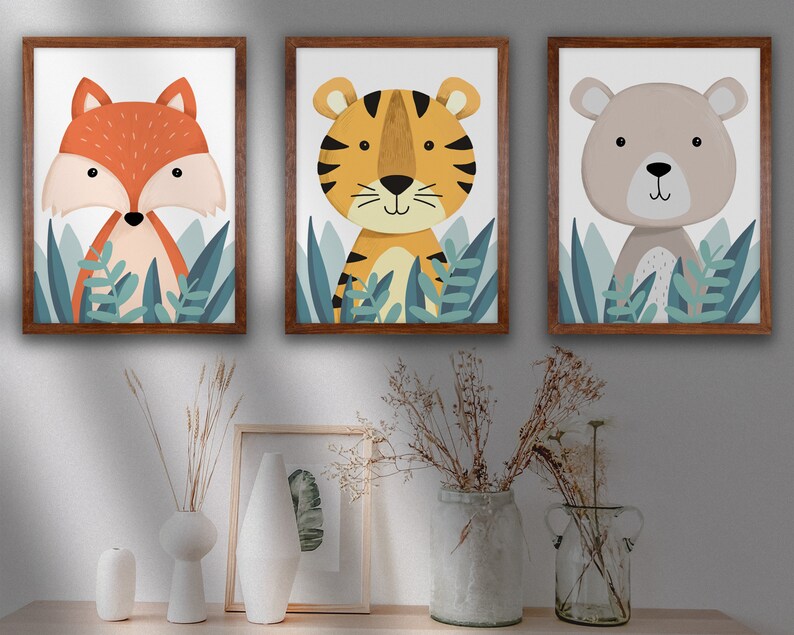 Nursery Wall Art Animals Wall Art Set of 3 Kid's Room - Etsy