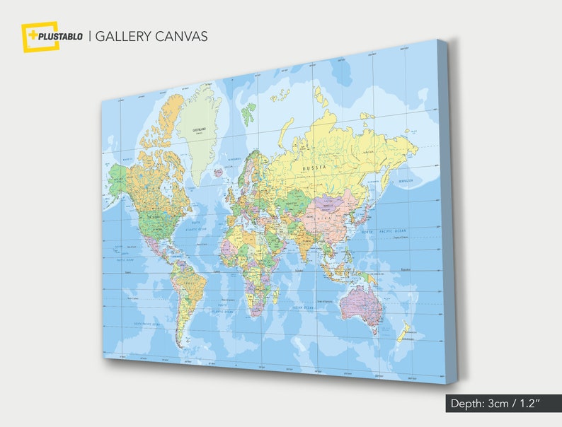 Large Canvas World Map, Education World Map, Framed World Map, World 