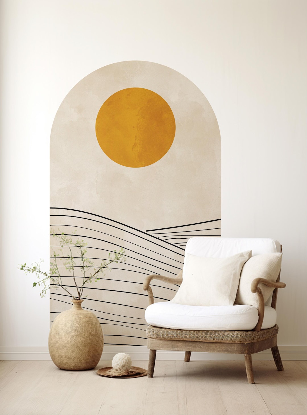 Scandinavian Arch Wall Decal: Neutral Peel and Stick Wallpaper - Etsy