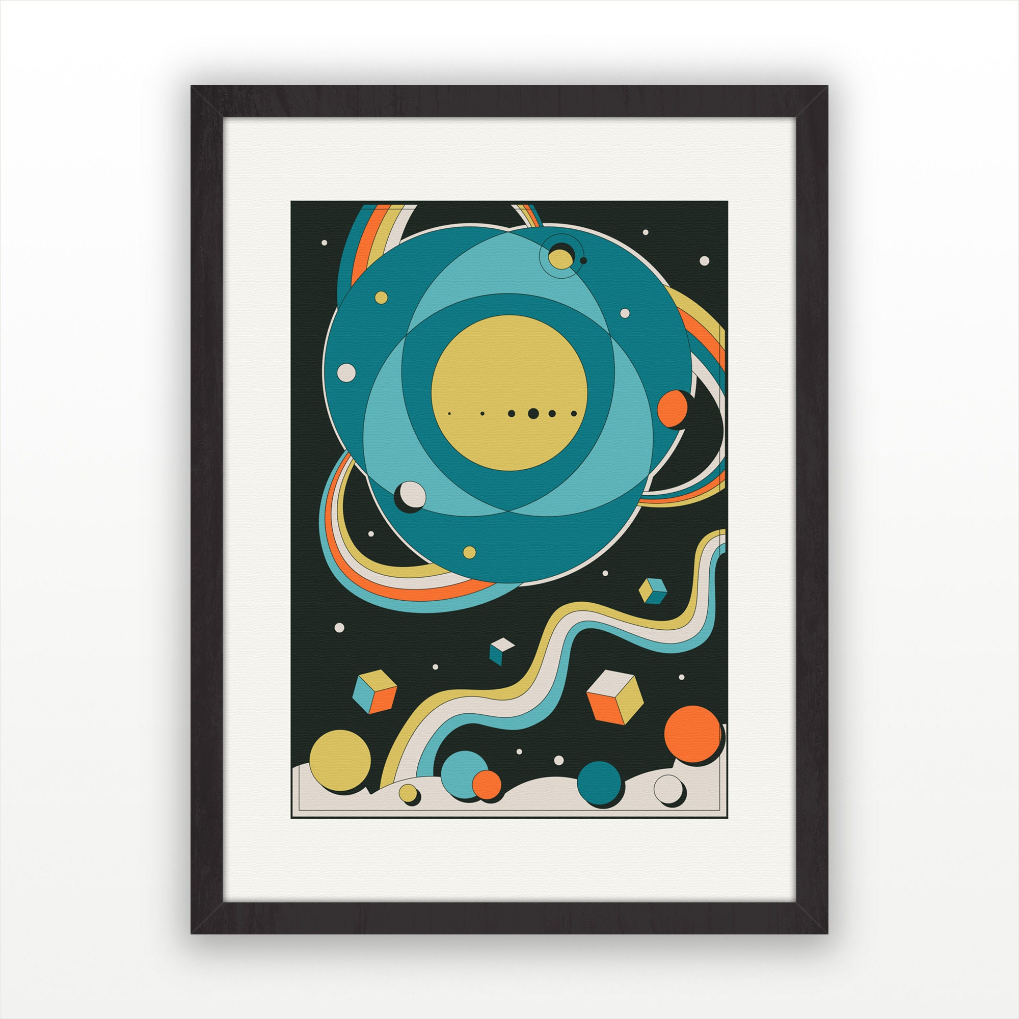 Abstract Space Themed Set of 3 Kids Room Wall Art, Galaxy, Planets, Sun ...