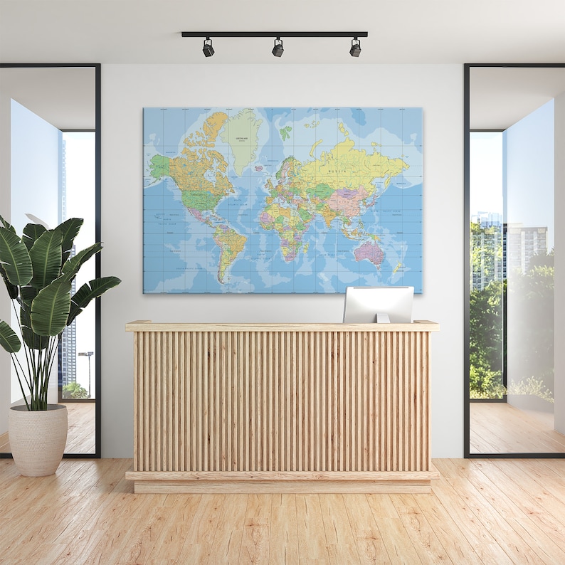 Large Canvas World Map, Education World Map, Framed World Map, World