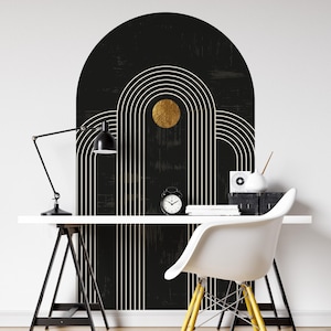 Dark Boho Arch Wallpaper Decal: Peel and Stick Wall Mural
