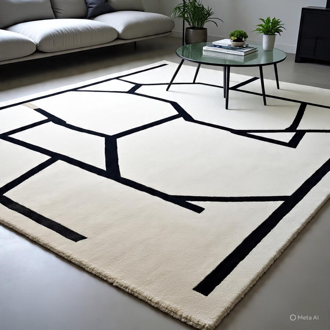 Hand-tufted Wool Rug Modern Geometric Living Room Carpet Modern ...