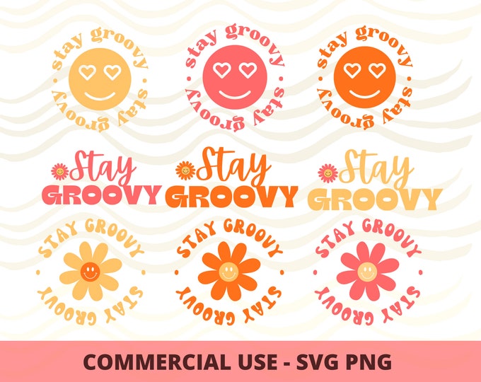 Stay Groovy Svg Bundle Smiley Face Svg Retro SVG 70s Svg Hippie Svg ...
