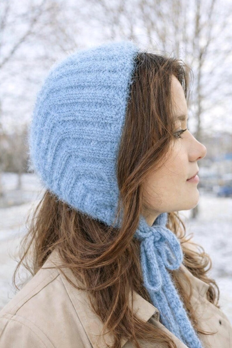 Angora Bonnet, Tie Hood, Retro Skating Style, Soft Spring Bonnet for ...