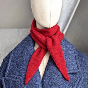 Red Merino Cashmere Skinny Scarf: Minimalist Knit Neck Tie, Neck Warmer