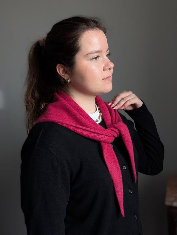 Cashmere Blend Knit Triangle Scarf: Neckerchief Bandana
