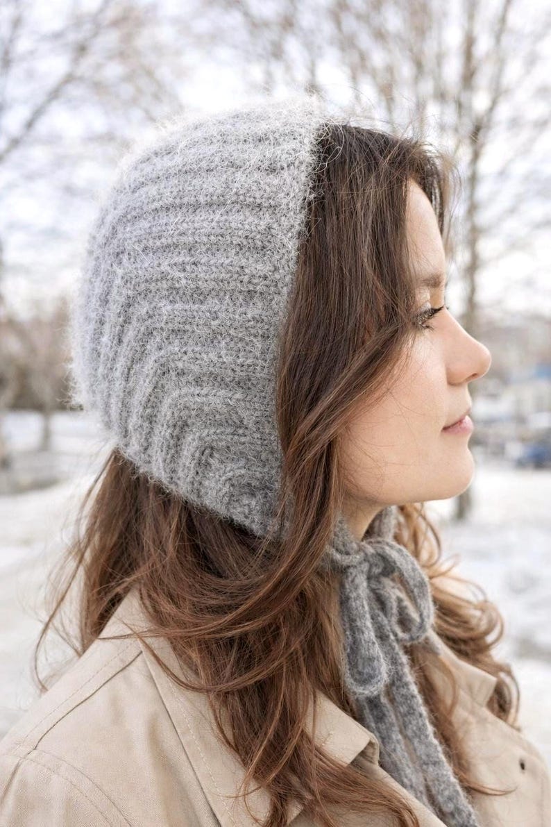 Angora Bonnet, Tie Hood, Retro Skating Style, Soft Spring Bonnet for ...