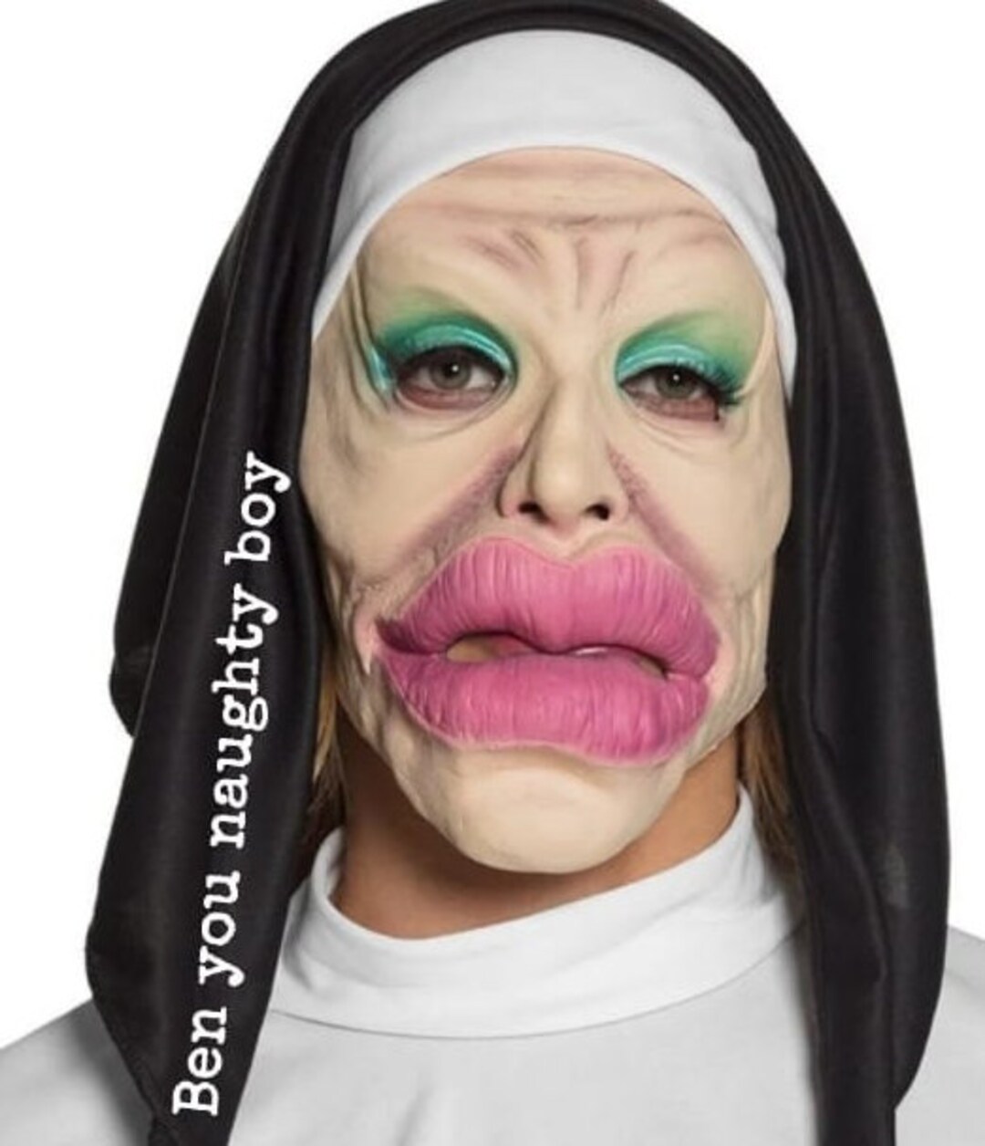 Personalised Nun Mask Latex Face Mask Holy Lips Big Lips Etsy