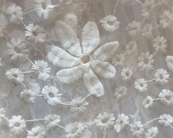 Flower Lace Fabric,Wedding Tulle Mesh Fabric,Embroidered Fabric,Wedding Lace Fabric,Bridal Dress Fabric,Fabric By 1/2 Yard