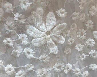 Flower Lace Fabric,Wedding Tulle Mesh Fabric,Embroidered Fabric,Wedding Lace Fabric,Bridal Dress Fabric,Designer Fabric,Fabric By Yard