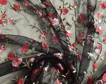 Flower Lace Fabric,Wedding Tulle Mesh Fabric,Embroidered Fabric,Wedding Lace Fabric,Bridal Dress Fabric,Designer Fabric,Fabric By 1/2 Yard
