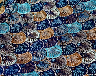 Blue Shell Fabric,Jacquard Fabric,Designer Fabric,Brocade Fabric,Decorative Fabric,Tablecloth Fabric,Soft Fabric,Fabric By 1/2 Yard
