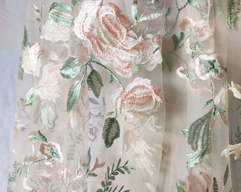 Floral Lace Fabric,Daisy Tulle Fabric,Embroidered Lace Fabric,Daisy Lace Fabric, Dress Fabric,Daisy Fabric,Fabric By 1/2 Yard,Floral Fabric
