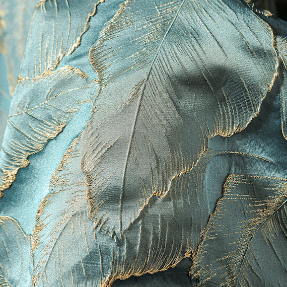 Leaf Jacquard Fabric,Designer Fabric,Floral Fabric,Vintage Fabric,Soft Fabric,Summer Dress Fabric,Fabric By 1/2 Yard,Jacquard Fabric