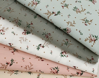 Tela de algodón con flores, tela para almohadas, tela blanca, tela de flores, tela de algodón, tela para acolchado, tela suave, tela para vestidos, tela cortada a medida