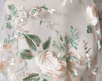 Flower Lace Fabric,Wedding Tulle Mesh Fabric,Embroidered Fabric,Wedding Lace Fabric,Bridal Dress Fabric,Designer Fabric,Fabric By Yard