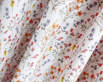 Bloemenkatoen, designerstof, bloemenstof, katoenen stof, bedrukte bloemstof, zachte stof, stof zomerjurk, stof op 1/2-yard